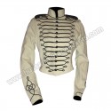 Women Half White Wool With Black Braid Military Jacket