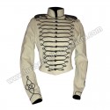 Women Off White Wool With Black Braid Military Jacket