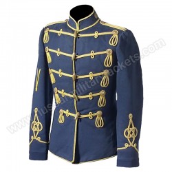 Military Blue Officer Coat With Golden Braid