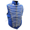 Mens Military Army Blue with Silver Braiding Hussar Waistcoat with polished Silver buttons in to fit chest