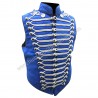 Mens Military Army Blue with Silver Braiding Hussar Waistcoat with polished brass Silver buttons in to fit chest