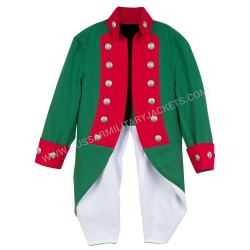 Deluxe Children American Revolutionary War Continental Marine Corps Bottle Green & Red Wool Uniform Jacket