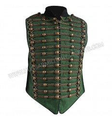 Green Military Black Piping Golden Braid Parade Vest