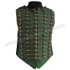 Green Military Vest Black Braid Parade Wardrobe Tunic Coat Wedding Dress