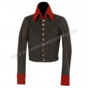 Nurse uniform Dark Gray Wool Main Body With Red Wool Collar & Cuff