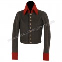 Nurse uniform Dark Gray Wool Main Body With Red Wool Collar & Cuff