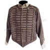 Military Parade Jacket in Brown with Beige Trim
