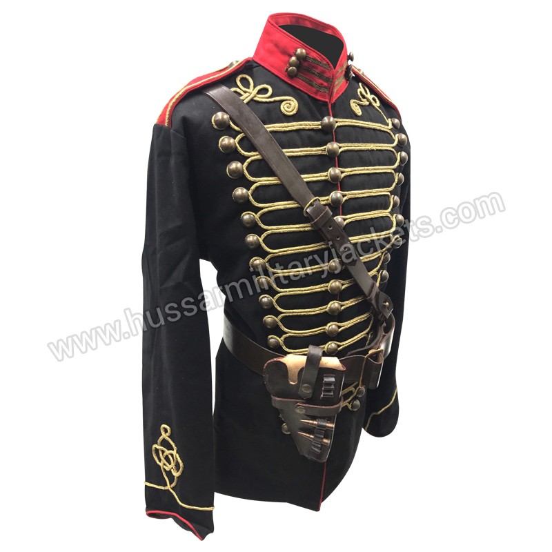 Napoleonic Steampunk Military Officer Hussar Jacket With Epaulette 