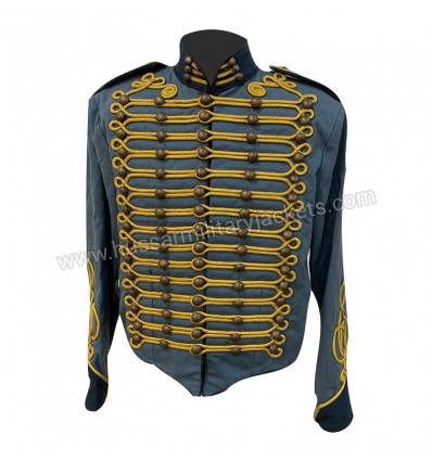 Steampunk Blue Military Jacket with gold braiding