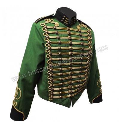 Steampunk Military Jacket by in Green Black trim & Gold Braid decoration