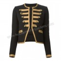 GOTHIC STYLE BLACK CROPPED OFFICER JACKET FOR WOMENS