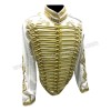 Mens military style Hussar white Jacket with gold ribbon