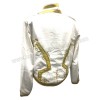 Mens military style Hussar white Jacket with gold ribbon