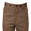 Men Historical Grady Striped Brown Cotton Trousers