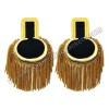 GOLD MOON SHOULDER EPAULETTES, GOLD SPIRAL FRINGE MARCHING BAND EPAULETE