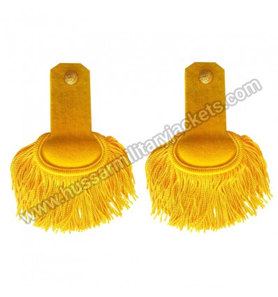 Gold Yellow Silk Shoulder Epaulettes with Fringe Marching Band Epaulette Board