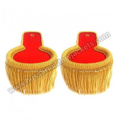 Red Blazer Gold Shoulder Epaulettes, Gold Fringe Marching Band Epaulete
