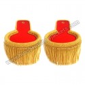 Red Blazer Gold Shoulder Epaulettes, Gold Fringe Marching Band Epaulete