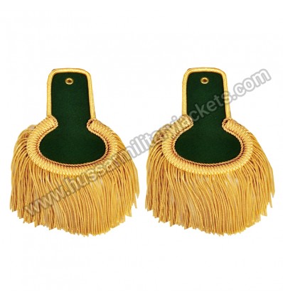 Shoulder Epaulette Green and Gold, Marching Band Epaulette, Fringe Epaulette