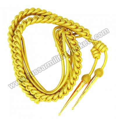 British Army Shoulder Aiguillette - Shine Gold Wire - Army Uniform Cord - Militaria