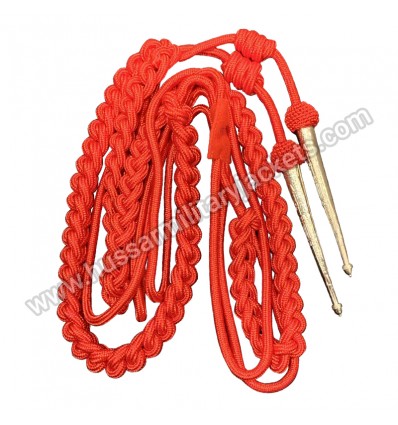 Aiguillette in Red Silk with Gold Tags Army Air Force Navy Cord