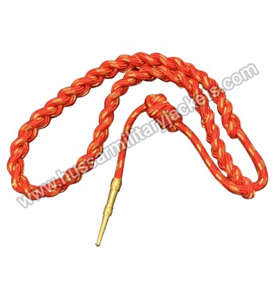 Shoulder Cord- Aiguillette Interwoven Red And Gold 1 Knot 1 Brass Tip