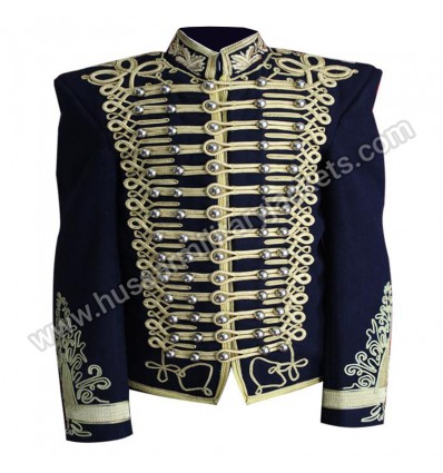 Military Steampunk Medium Blue Wool Jacket