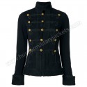 Military Black Wool With Black Braid Women Jacket