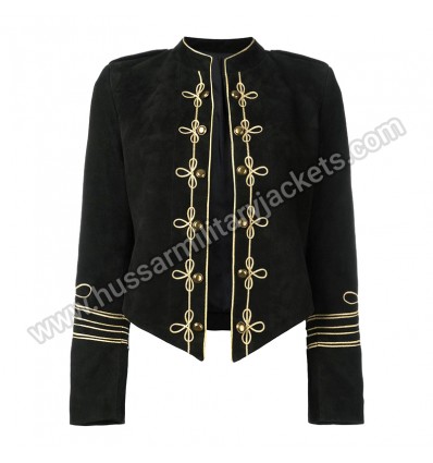 Military Style Black Blazer Jacket