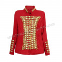 Musician Red Wool Jackets Brass Button and Braid