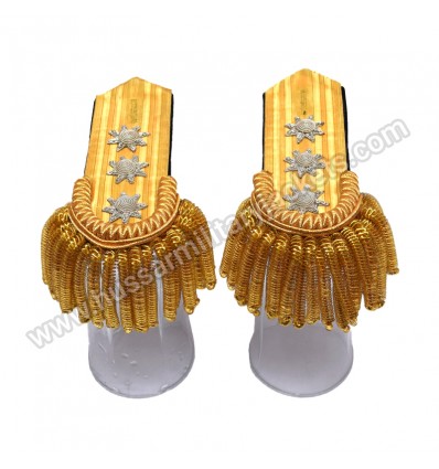 Shoulder/Epaulette Gold wire Braid Bullion with fringes & 3 silver star