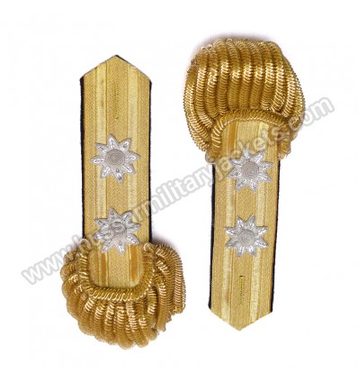 Shoulder Epaulettes Brass Bullion Board With Heavy Gold Fringe