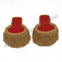 Red Blazer Gold Shoulder Epaulettes, Gold Fringe Marching Band Epaulette