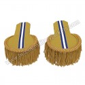 Gold And Blue Bullion Shoulder Epaulettes With Fringe Yellow Marching Band Board