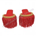 Red Shoulder Epaulettes with Fringe Marching Band With Gold Top