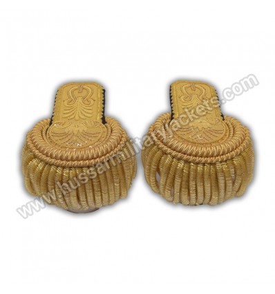 SHOULDER EPAULETTES BRASS BULLION BOARD WITH HEAVY GOLD FRINGE