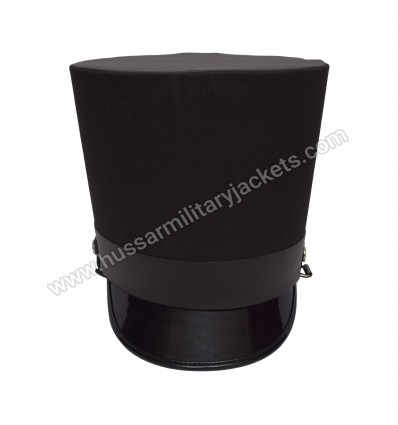 Shako Hat with Black Leather Band on Top and Black Color Threads