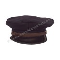 Civil War Confederate Officer's Plain Medium Blue Wool Black Leather Peak kepi with Brown Band