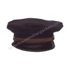 Civil War Confederate Officer's Plain Red Wool Black Leather Peak kepi with Black Band