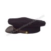 Civil War Confederate Officer's Plain Red Wool Black Leather Peak kepi with Black Band