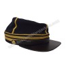 Civil War Confederate Officer's Plain Medium Blue Wool Black Leather Peak kepi with Brown Band