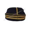 Civil War Confederate Officer's Plain Medium Blue Wool Black Leather Peak kepi with Brown Band