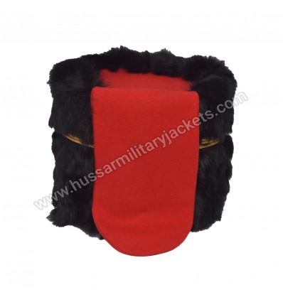 Black Russian Fur Ceremonial Shako Hats With Red Bag