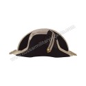 Bicorn Army Military Hat: Authentic 18th Century Tricorne Bicorne Design in 100% Wool With Silver Braid