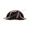 Bicorn Army Military Hat: Authentic 18th Century Tricorne Bicorne Design in 100% Wool With Gold Braid