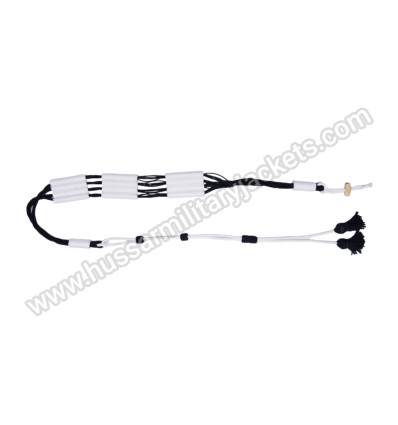 Dark Blue White Cotton Russian Braid Barrel Sash