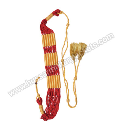 Gold Rope Red Hussar General Braid Barrel Sash