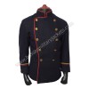 Blue knit fabric with red piping silver-plated brass buttons