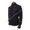 Blue knit fabric with red piping silver-plated brass buttons