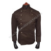 Dark brown knit fabric with dark brown piping gold-plated brass buttons